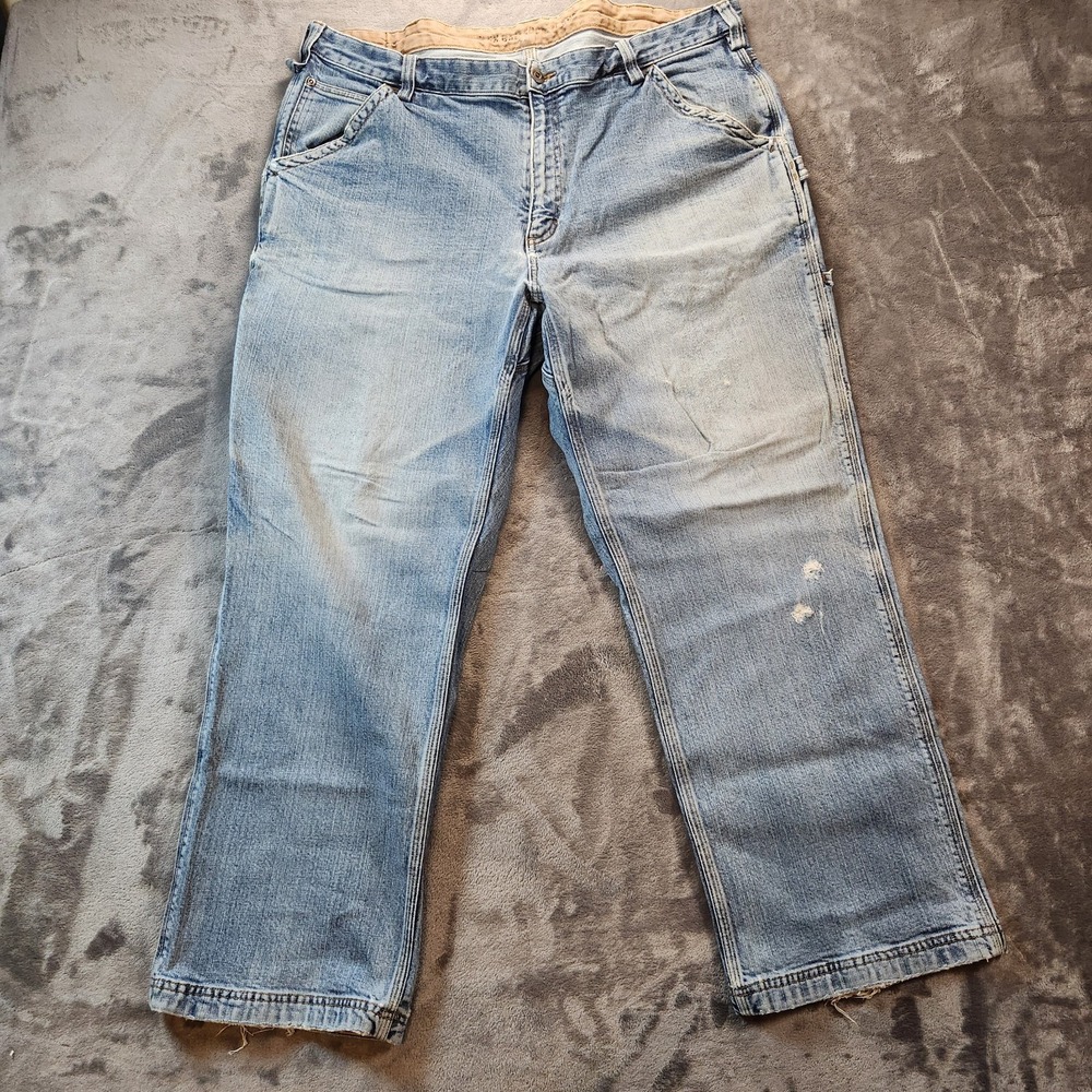 Duluth Jeans Mens 42x30 Blue Relaxed Fit Ballroom Flex Carpenter Denim Workwear